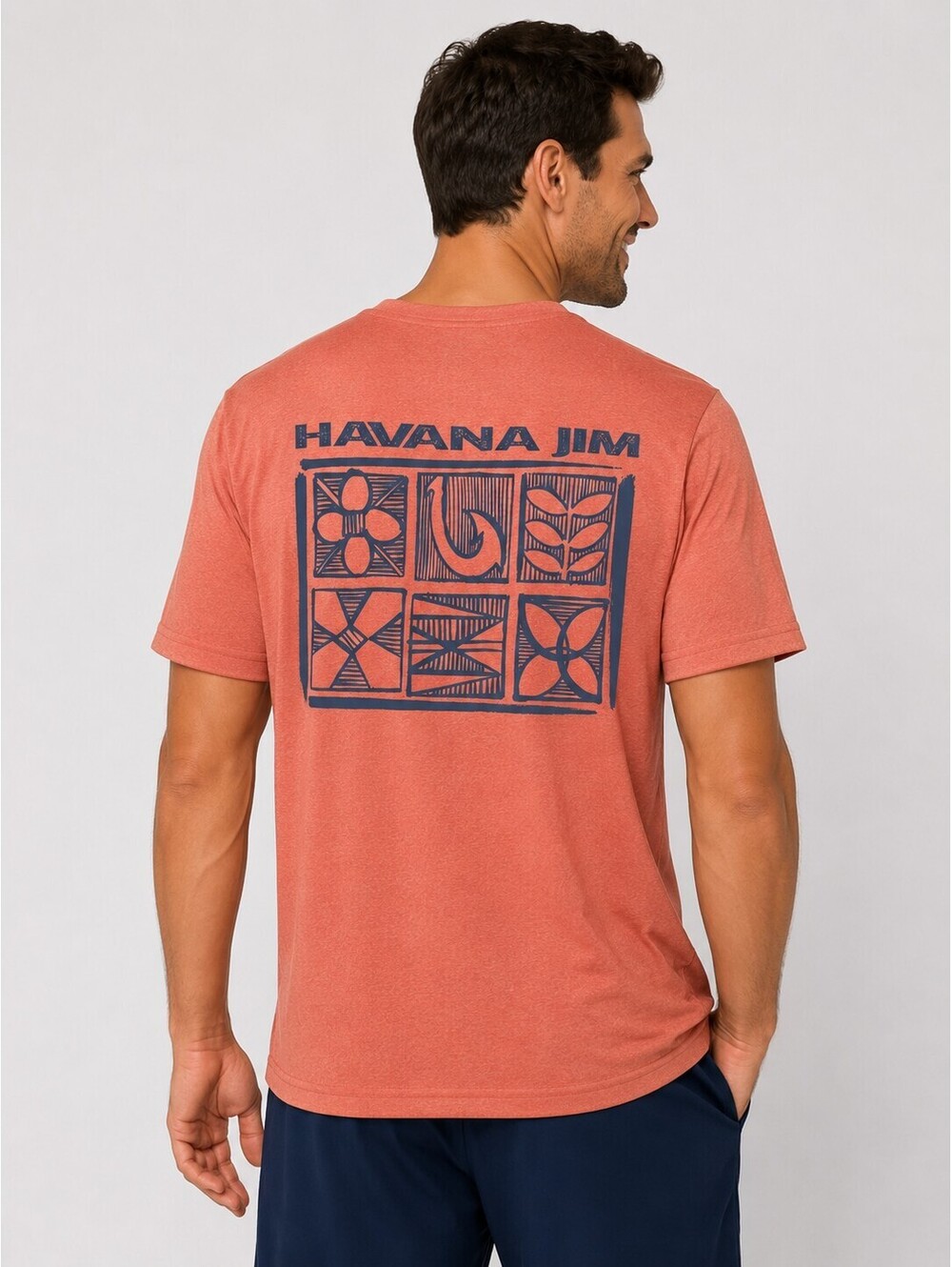 NWT Havana Jim Crew Neck Short Sleeve Logo T-Shirt Coral Heather XXL - Picture 2 of 7